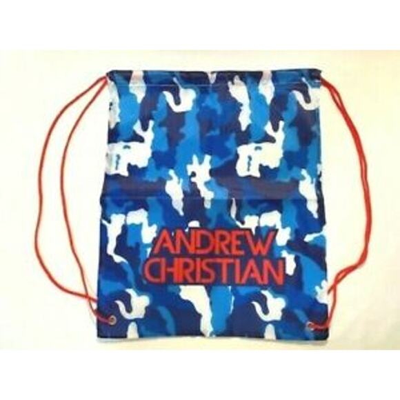 Andrew Christian Camouflage Drawstring Backpack Blue - Picture 1 of 5